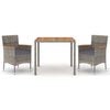 vidaXL Set da Pranzo da Giardino 3 pz con Cuscini in Polyrattan Grigio
