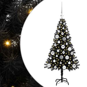 vidaXL Albero di Natale con 150 LED con supporto Nero 120 cm PVC