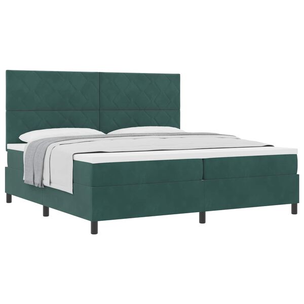 vidaXL Letto a molle con materasso Verde Scuro 200 x 200 cm Tessuto