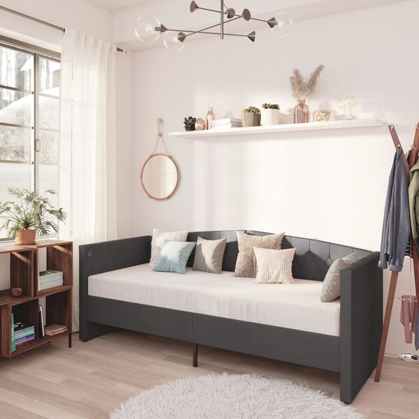 vidaXL Dormeuse con Materasso USB Grigio Scuro in Velluto 90x200 cm