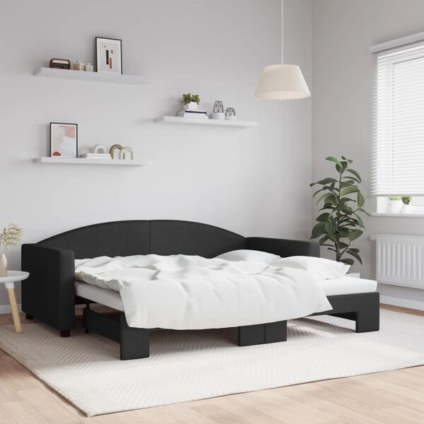 vidaXL Divano Letto con Letto Estraibile Nero 90x190 cm in Tessuto