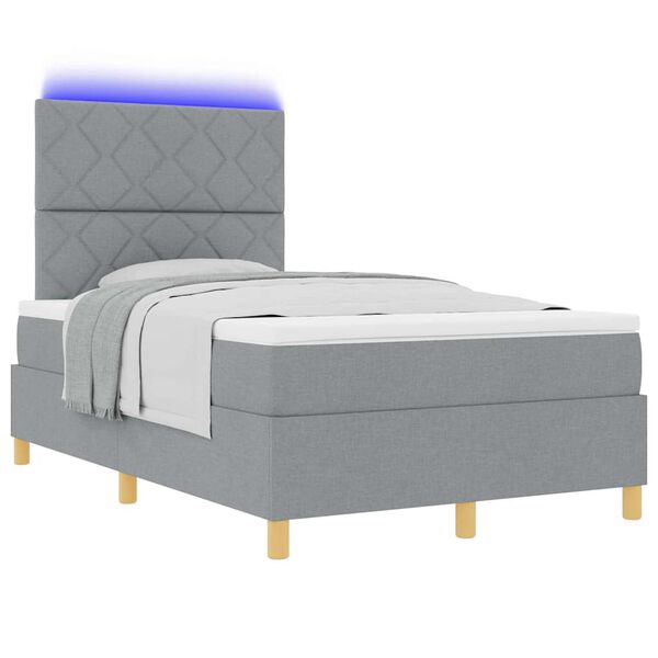 vidaXL Letto a Sorgente LED Grigio chiaro 120 x 190 cm Tessuto