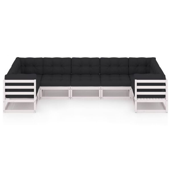 vidaXL Set Salotto Giardino 7pz con Cuscini Bianco Legno Massello Pino