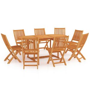 vidaXL Set da Pranzo da Giardino 9 pz in Legno Massello di Teak