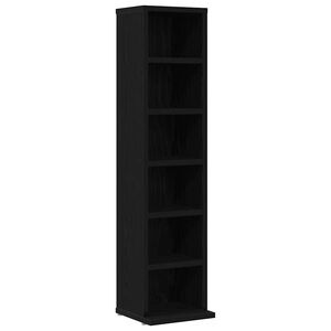vidaXL Mobile Porta CD Rovere Nero 21x20x88 cm in Legno Multistrato