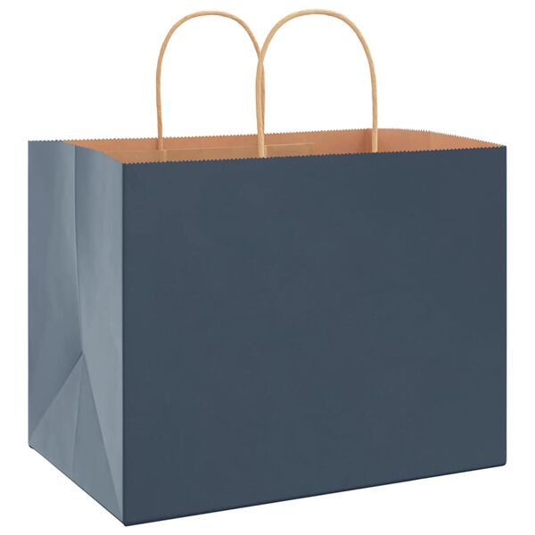 vidaXL Sacchetti di Carta 250 pz con Manici Blu 32x22x24 cm
