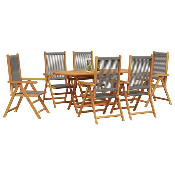 vidaXL Set da Pranzo per Giardino 7 pcs Grigio