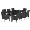 vidaXL Set da Pranzo da Giardino 9 pz con Cuscini Polyrattan e Vetro