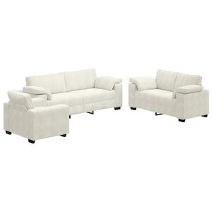 vidaXL Set di Divani 3 pz con Cuscini Crema in Velluto