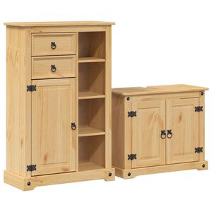 vidaXL Set Mobili da Bagno 2 pz Corona in Legno Massello di Pino