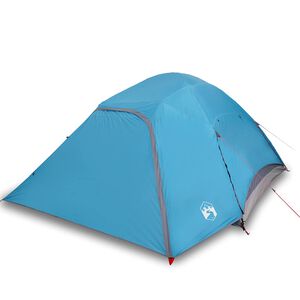 vidaXL Tenda da Campeggio a Cupola per 4 Persone Blu Impermeabile