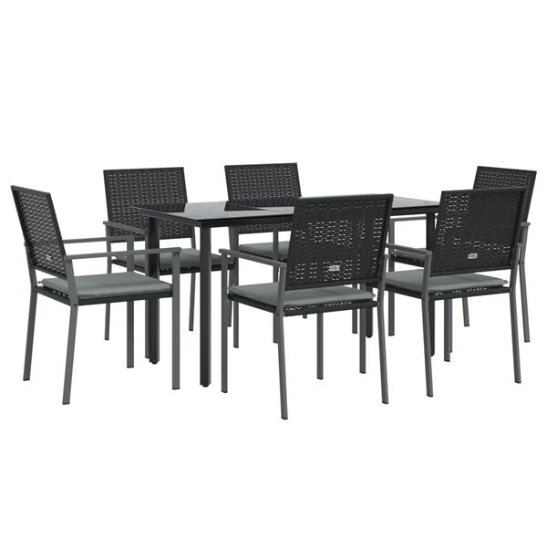 vidaXL Set Pranzo da Giardino 7 pz con Cuscini in Polyrattan e Acciaio