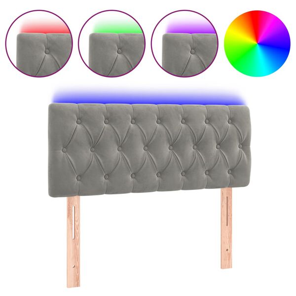 vidaXL Testiera a LED Grigio Chiaro 90x7x78/88 cm in Velluto