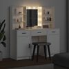 vidaXL Set da tavolo da trucco con LED 3 pcs Bianco Legno multistrato