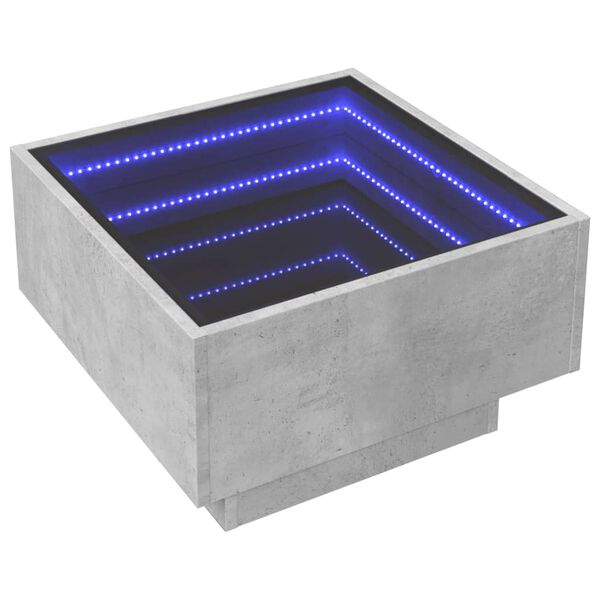 vidaXL Tavolino Salotto con LED Grigio Cemento 50x50x30 cm Multistrato