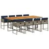 vidaXL Set da Pranzo da Giardino 9 pz con Cuscini in Polyrattan Grigio