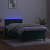 vidaXL Letto a Molle con Materasso e LED Verde Scuro 100x200cm Velluto