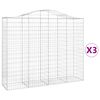 vidaXL Cesti Gabbioni ad Arco 3 pz 200x50x160/180 cm Ferro Zincato