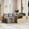 vidaXL Set Divani da Giardino 7 pz con Cuscini Beige in Polyrattan