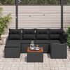 vidaXL Set Divano da Giardino con cuscino 7 pcs Nero polyrattan