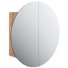 vidaXL Armadio da Bagno con Specchio Rotondo e LED Rovere 47x47x17,5cm