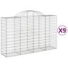 vidaXL Cesti Gabbioni ad Arco 9 pz 200x50x120/140 cm Ferro Zincato