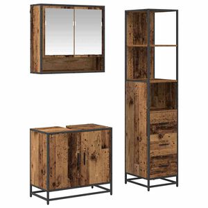 vidaXL Set di mobili per il bagno con cassetto 3 pcs Legno vecchio