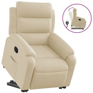 vidaXL Poltrona Alzapersona Reclinabile Crema in Tessuto