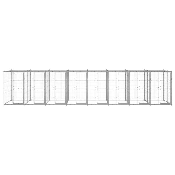 vidaXL Gabbia per Cani da Esterno in Acciaio Zincato con Tetto 19,36m&sup2;