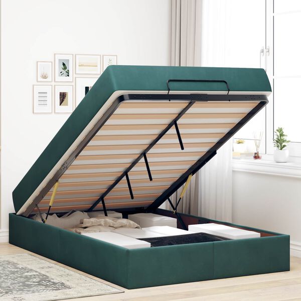 vidaXL Struttura letto con materasso con materasso 2 pcs Verde Velluto