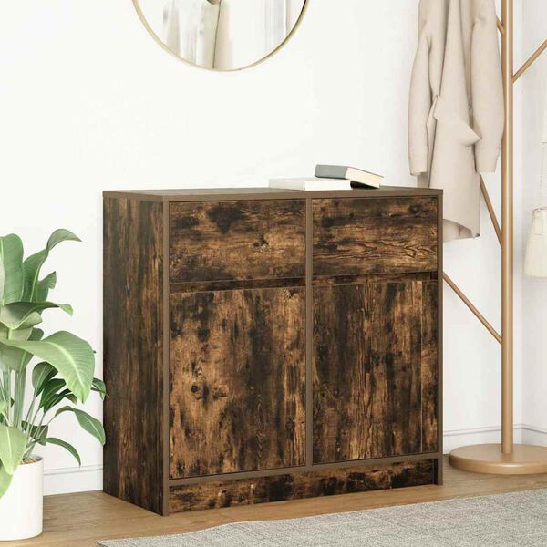 vidaXL Credenza con Cassetto Rovere Fumo 80x34x76 cm in Truciolato