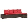 vidaXL Set Divano da Giardino con cuscino 5 pcs Marrone polyrattan