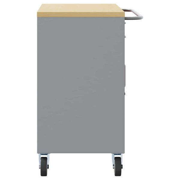 vidaXL Mobile da lavoro con ruota 2 pcs Nero e Grigio 100 x 55 x 85 cm