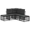 vidaXL Set di divani da esterno con cuscino 4 pcs Nero Poliestere