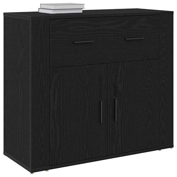 vidaXL Credenza Rovere Nero 80 x 33 x 70 cm Legno multistrato