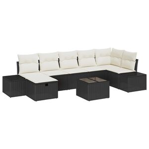 vidaXL Set Divano da Giardino con cuscino 8 pcs Nero polyrattan