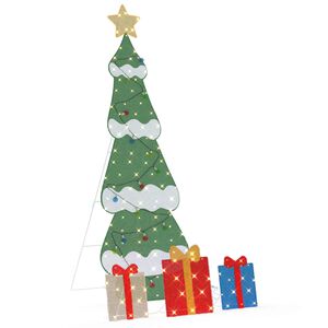 vidaXL Albero di Natale Illuminato con 3 Scatole Regalo 2D Bianco Caldo