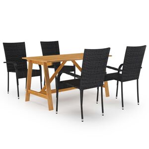 vidaXL Set Mobili da Pranzo per Giardino 5 pz Nero