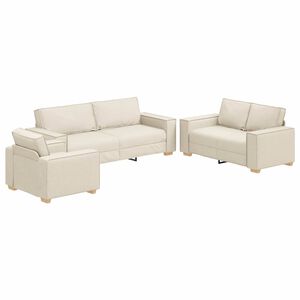 vidaXL Set di divani 3 pcs Beige 220 x 80 x 84 cm Tessuto misto lino