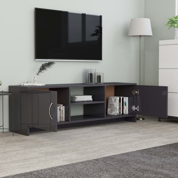vidaXL Mobile Porta TV Grigio Lucido 120x30x37,5 cm Legno Multistrato