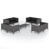 vidaXL Set Divani Giardino 9 pz con Cuscini in Polyrattan Grigio Scuro