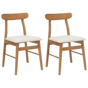 vidaXL Sedia da pranzo 2 pcs Naturale e chiaro Legno di gomma solido