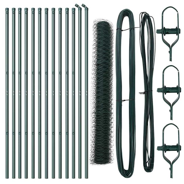 vidaXL Palo della recinzione Verde 25 x 1 m (rete da 50 mm) Acciaio