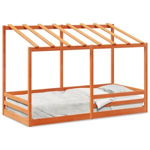 vidaXL Letto Bambini con Tetto Marrone Cera 100x200 cm Massello Pino