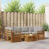 vidaXL Set di divani da esterno 7 pcs Grigio Naturale e Chiaro