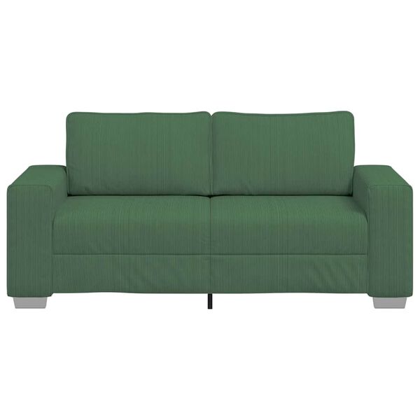 vidaXL Divano Divanetto Verde Scuro 180x77x82cm Tessuto di Velluto a Coste