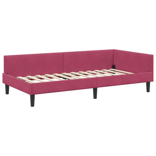 vidaXL Cornice del letto ad angolo Rosso Vino 90 cm x 190 cm Velluto