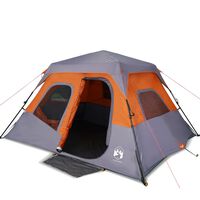 vidaXL Tenda da Campeggio 6 Persone Grigio e Arancione Impermeabile