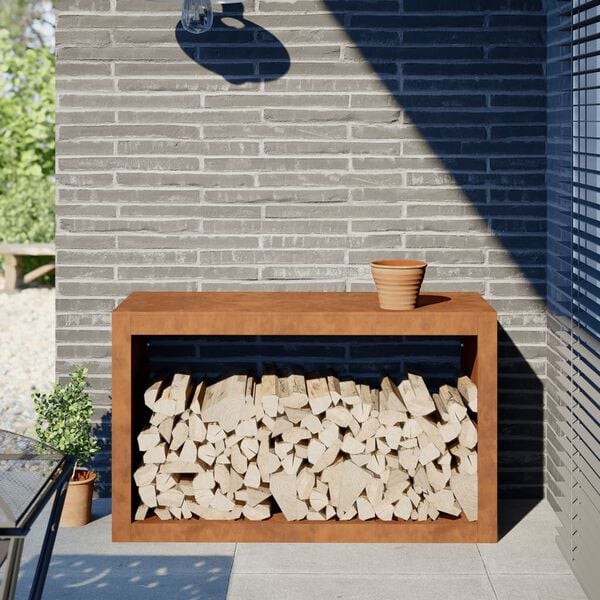 vidaXL Rack per Legna da Ardere 100x40x60 cm in Acciaio Corten
