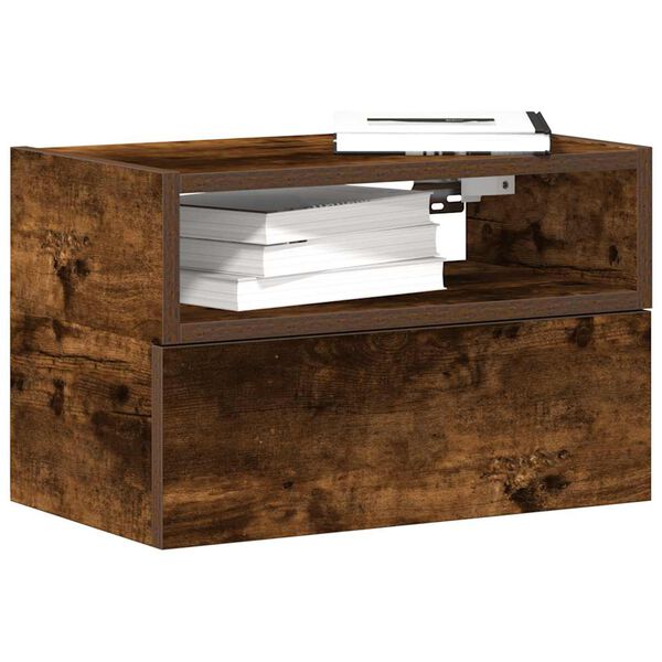 vidaXL Comodini a Muro 2 pz Rovere Fumo 45x26x28,5 cm
